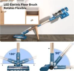 PRETTYCARE Cordless Vacuum Cleaner, 28Kpa Stick Vacuum With Powerful Brushless Motor, LED Touch Display, 45 Mins Long Runtime, Lightweight Vacuum Cleaner For Hard Floor Carpet Pet Hair, P2 -Small Appliance Store 71rV2MtnDcL. AC SL1500