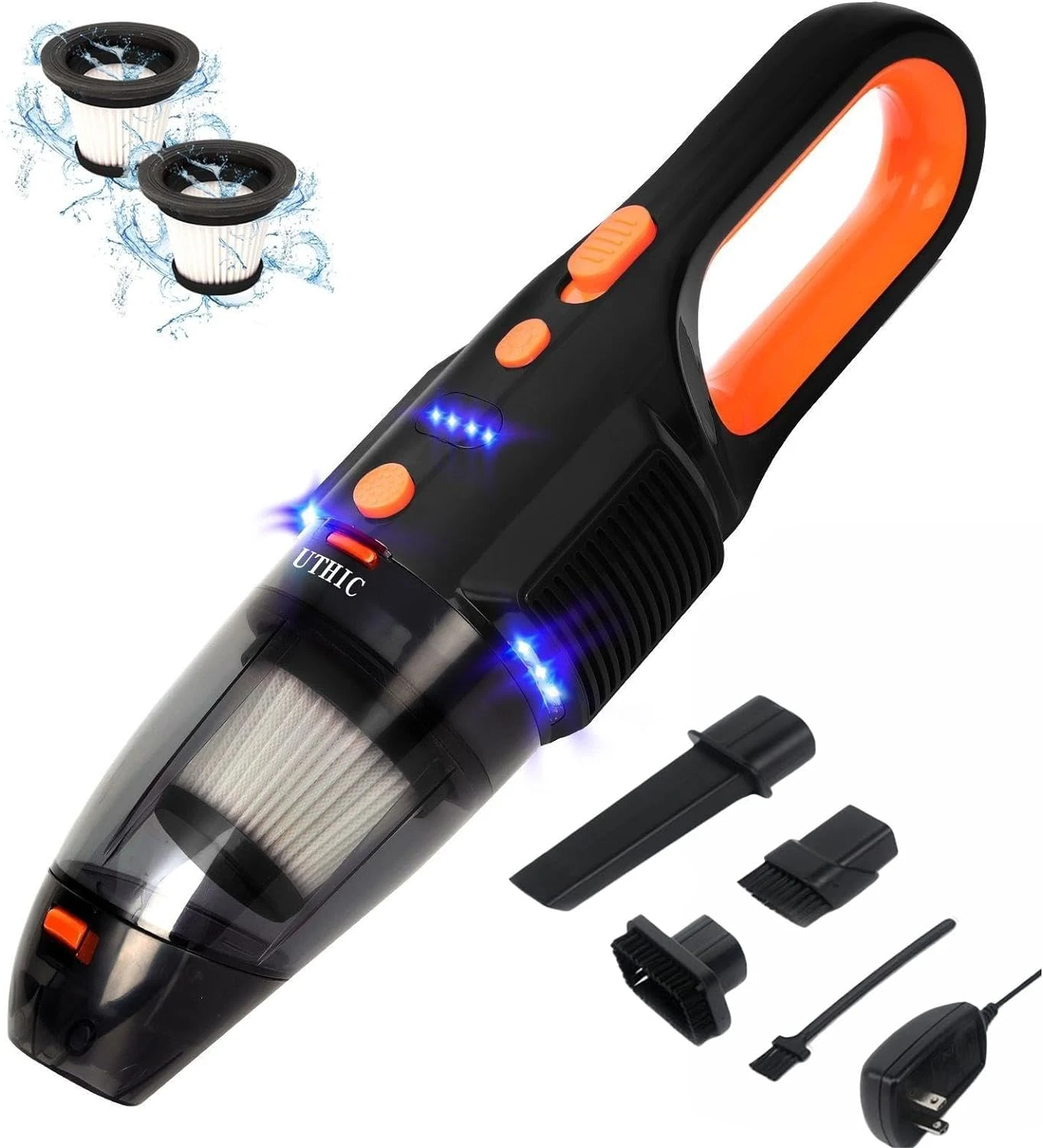 UTHIC Car Vacuum Cordless Rechargeable With 2 Filters,Cordless Vacuum Cleaner With 9000Pa Strong Suction,Mini Portable Hand Vacuum Cordless With Large-Capacity Battery,30min Runtime&Double LED Light 3 UTHIC Car Vacuum Cordless Rechargeable With 2 Filters,Cordless Vacuum Cleaner With 9000Pa Strong Suction,Mini Portable Hand Vacuum Cordless With Large-Capacity Battery,30min Runtime&Double LED Light