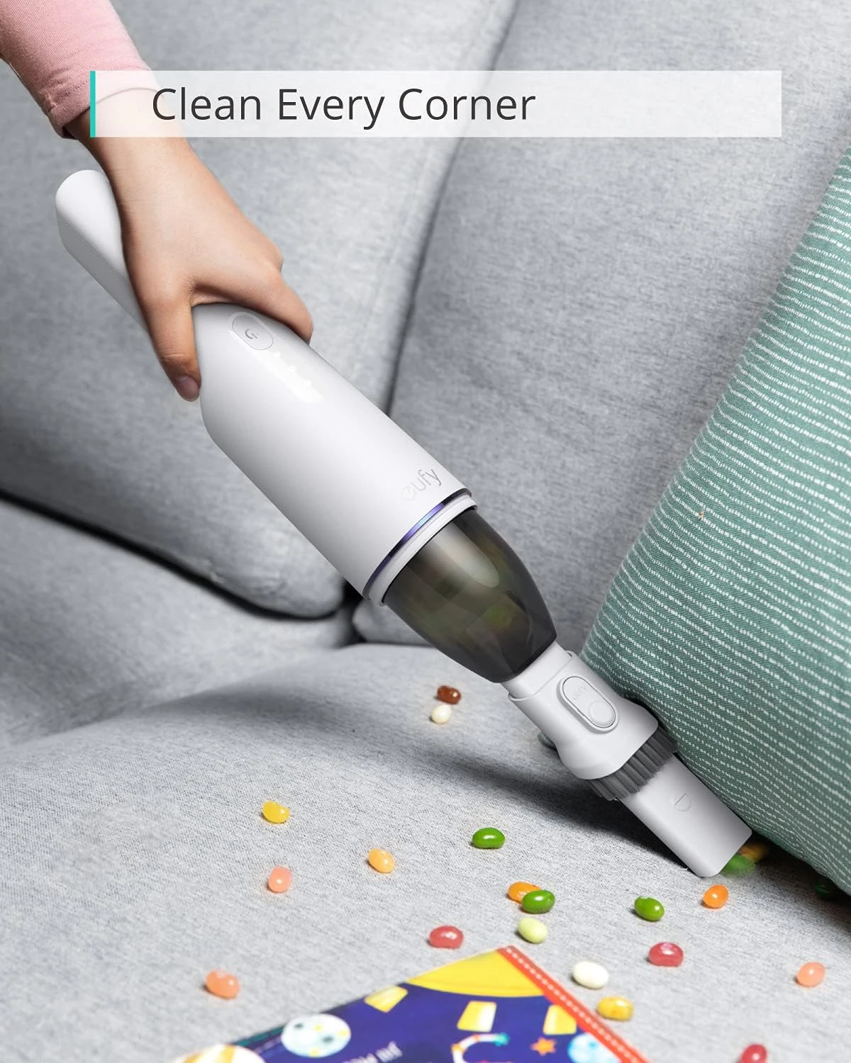 Eufy By Anker, HomeVac H11,Ultra-Lightweight 1.2lbs, Compact, Washable Filter, Cordless Handheld Vacuum Cleaner, 5500Pa Suction Power,USB Charging, For Home Cleaning, White 6 Eufy By Anker, HomeVac H11,Ultra-Lightweight 1.2lbs, Compact, Washable Filter, Cordless Handheld Vacuum Cleaner, 5500Pa Suction Power,USB Charging, For Home Cleaning, White - Image 4