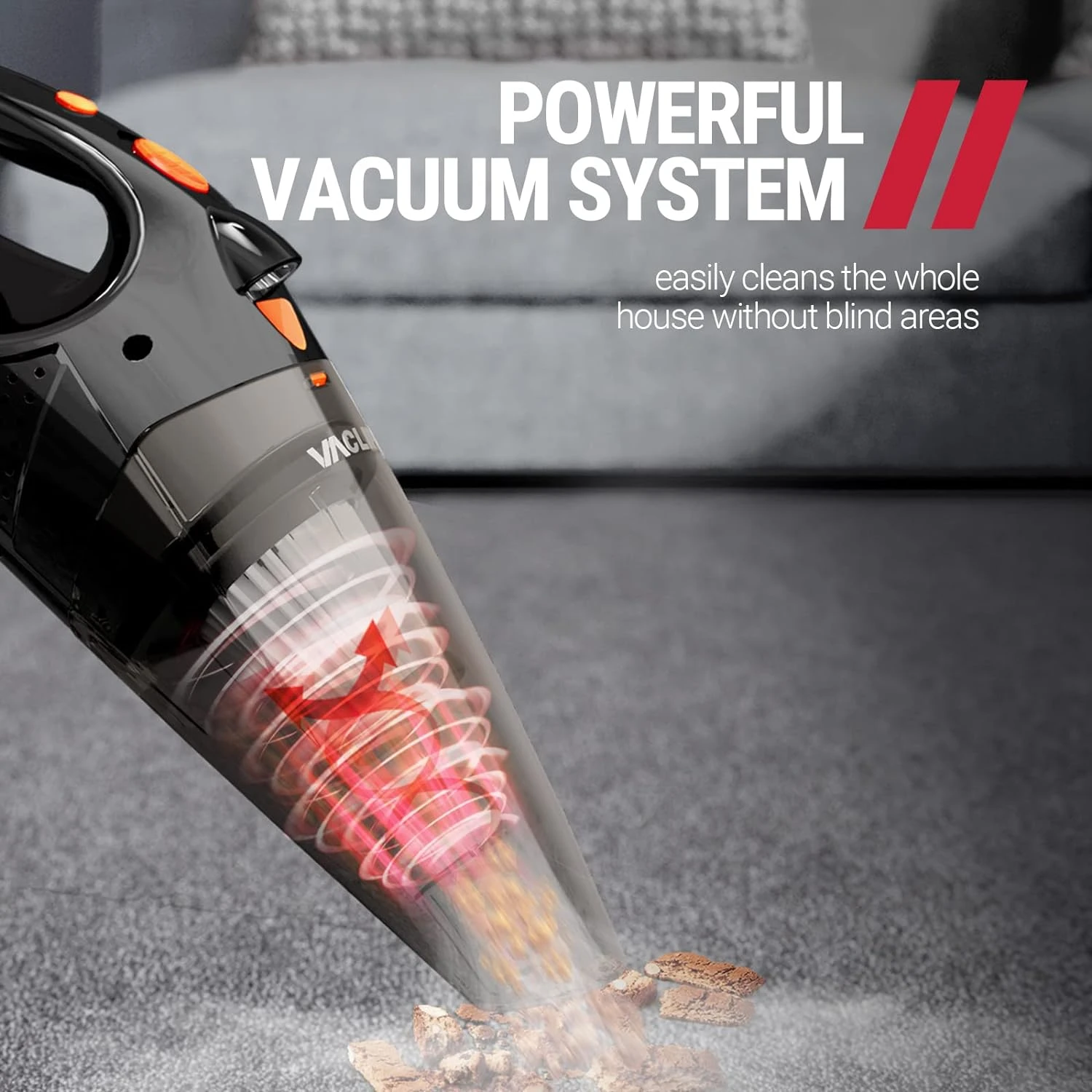 VacLife Handheld Vacuum, Car Hand Vacuum Cleaner Cordless, Mini Portable Rechargeable Wireless Vacuum Cleaner With 2 Filters, Orange (VL189) 4 VacLife Handheld Vacuum, Car Hand Vacuum Cleaner Cordless, Mini Portable Rechargeable Wireless Vacuum Cleaner With 2 Filters, Orange (VL189) - Image 2