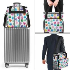 Cfpolar Coffee Maker Carrying Bag Colorful Paw Print Travel Coffee Machine Bag Carrying Organizer Case Portable Single Serve Coffee Brewer Tote Bag Storage Bag For Camping Picnic -Small Appliance Store 71sz 8DXUL. AC SL1200