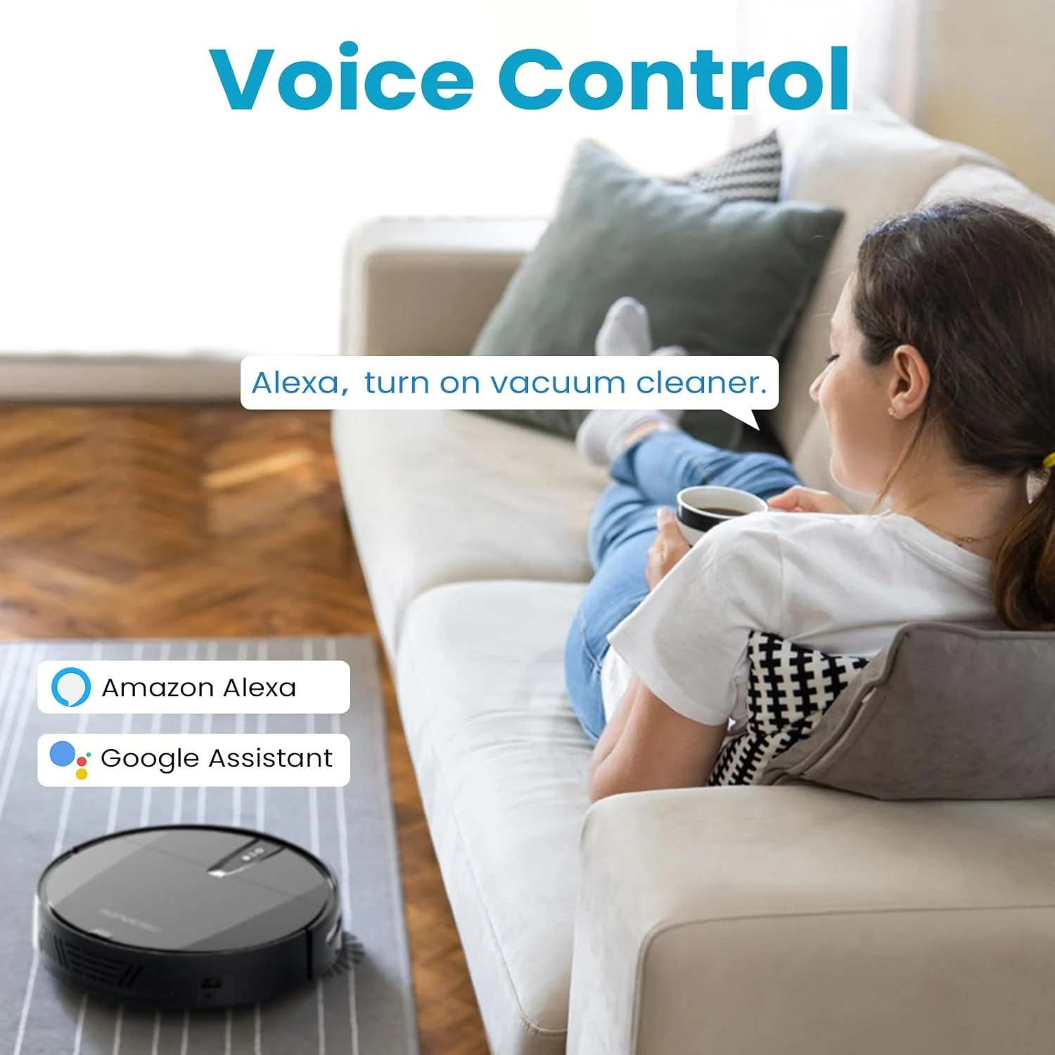 ROPVACNIC Robot Vacuum Cleaner With 3000Pa Cyclone Suction, APP/Voice/Remote Control, Automatic Self-Charging Robotic Vacuum, Scheduled Cleaning, Ideal For Pet Hair, Hard Floor, Low Carpet 7 ROPVACNIC Robot Vacuum Cleaner With 3000Pa Cyclone Suction, APP/Voice/Remote Control, Automatic Self-Charging Robotic Vacuum, Scheduled Cleaning, Ideal For Pet Hair, Hard Floor, Low Carpet - Image 5