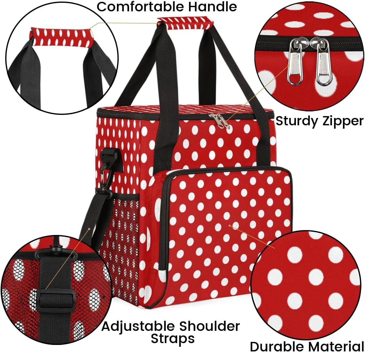 Cfpolar Coffee Maker Carrying Bag Red Polka Dot Printed Travel Coffee Machine Bag Carrying Organizer Case Portable Single Serve Coffee Brewer Tote Bag Storage Bag For Camping Picnic 9 Cfpolar Coffee Maker Carrying Bag Red Polka Dot Printed Travel Coffee Machine Bag Carrying Organizer Case Portable Single Serve Coffee Brewer Tote Bag Storage Bag For Camping Picnic - Image 7
