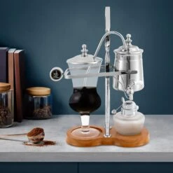 KONKENIE Luxury Belgian Syphon Coffee Maker Royal Family Siphon Teapot Coffee Making Machine Siphon Brewer With Curved Handle (Silver) -Small Appliance Store 71ugZEWLB0L. AC SL1500