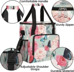 Cfpolar Coffee Maker Carrying Bag Peony Roses And Butterfly Travel Coffee Machine Bag Carrying Organizer Case Portable Single Serve Coffee Brewer Tote Bag Storage Bag For Camping Picnic -Small Appliance Store 71ujBS4BraL. AC SL1200