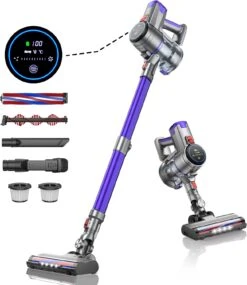 Cordless Vacuum Cleaner, 33Kpa 400W Stick Vacuum With Two Roller Brushes, Stiff Bristle For Carpets Soft For Hard Floors, 55 Min Runtime Wireless Household Vacuum Cleaner For Pet Hair