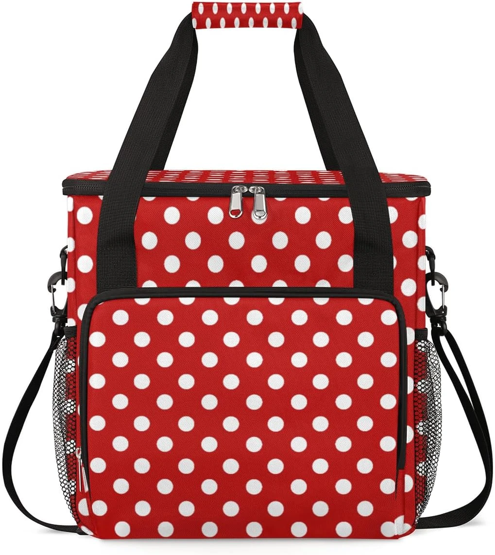 Cfpolar Coffee Maker Carrying Bag Red Polka Dot Printed Travel Coffee Machine Bag Carrying Organizer Case Portable Single Serve Coffee Brewer Tote Bag Storage Bag For Camping Picnic 4 Cfpolar Coffee Maker Carrying Bag Red Polka Dot Printed Travel Coffee Machine Bag Carrying Organizer Case Portable Single Serve Coffee Brewer Tote Bag Storage Bag For Camping Picnic - Image 2