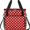 Cfpolar Coffee Maker Carrying Bag Red Polka Dot Printed Travel Coffee Machine Bag Carrying Organizer Case Portable Single Serve Coffee Brewer Tote Bag Storage Bag For Camping Picnic