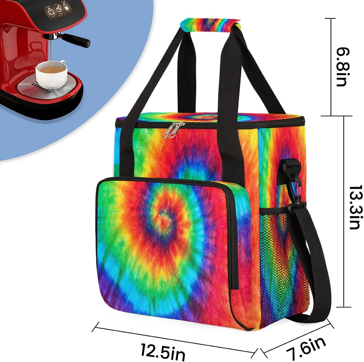 Cfpolar Coffee Maker Carrying Bag Abstract Swirl Tie Dye Travel Coffee Machine Bag Carrying Organizer Case Portable Single Serve Coffee Brewer Tote Bag Storage Bag For Camping Picnic 5 Cfpolar Coffee Maker Carrying Bag Abstract Swirl Tie Dye Travel Coffee Machine Bag Carrying Organizer Case Portable Single Serve Coffee Brewer Tote Bag Storage Bag For Camping Picnic - Image 3