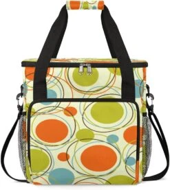 Cfpolar Coffee Maker Carrying Bag Colorful Circle Print Polka Dot Travel Coffee Machine Bag Carrying Organizer Case Portable Single Serve Coffee Brewer Tote Bag Storage Bag For Camping Picnic