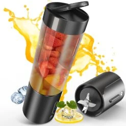 Portable Blender, Owaylon Personal Size Blender For Shakes And Smoothies With 6 Ultra Sharp Blades, 16 Oz Mini Blender USB Rechargeable Magnetic For Travel/Picnic/Office/Gym(Black)