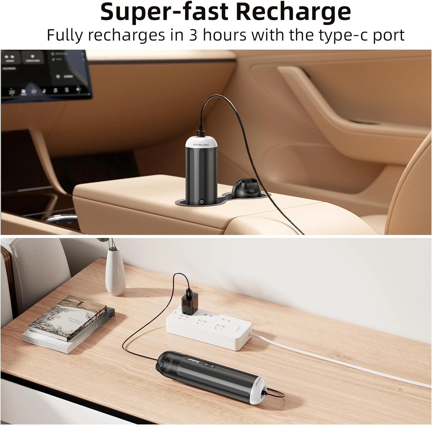 RUBOT Hand Held Vacuum Cordless Rechargeable, Car Mini Vacuum Cleaner High Power, Portable Vacuum Cleaners For Car,Home,Outdoor,Air Blower-P15(Black) 7 RUBOT Hand Held Vacuum Cordless Rechargeable, Car Mini Vacuum Cleaner High Power, Portable Vacuum Cleaners For Car,Home,Outdoor,Air Blower-P15(Black) - Image 5