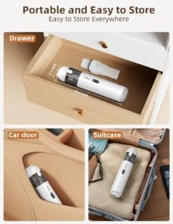 Chuboor Handheld Vacuum Cleaner, Car Vacuum Cordless Rechargeable, 14,000Pa Powerful Mini Hand Vacuum Dust Buster With Air Blower, Inflator, Pump, LED&SOS Light 6-in-1 For Home Car Outdoor(P13 White) -Small Appliance Store 71xtOaCzjWL. AC SL1500