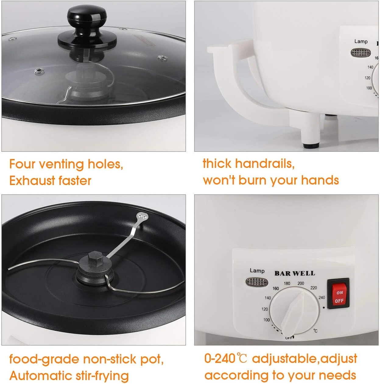 750g Capacity Household Coffee Roaster Machine Electric Coffee Beans Baker Non-Stick Coating Baking Tools For Cafe Shop Home 110V-120V 8 750g Capacity Household Coffee Roaster Machine Electric Coffee Beans Baker Non-Stick Coating Baking Tools For Cafe Shop Home 110V-120V - Image 6