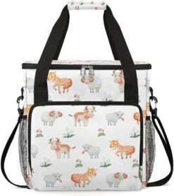 Cfpolar Coffee Maker Carrying Bag Farm Animals Horse Cow Travel Coffee Machine Bag Carrying Organizer Case Portable Single Serve Coffee Brewer Tote Bag Storage Bag For Camping Picnic