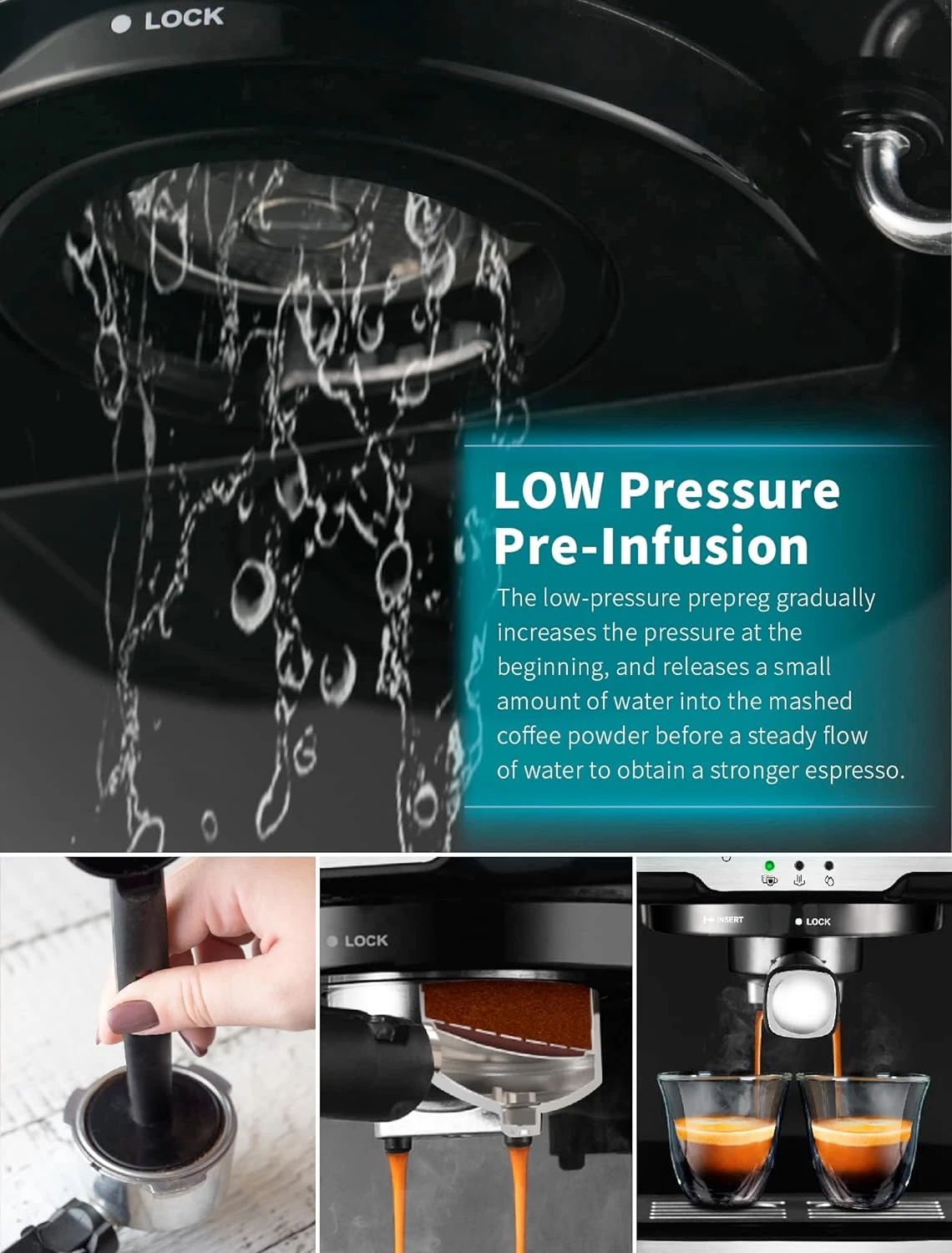 Gevi Espresso Machine 15 Bar Pump Pressure, Cappuccino Coffee Maker With Milk Foaming Steam Wand For Latte, Mocha, Cappuccino, 1.5L Water Tank, 1100W, Black3 7 Gevi Espresso Machine 15 Bar Pump Pressure, Cappuccino Coffee Maker With Milk Foaming Steam Wand For Latte, Mocha, Cappuccino, 1.5L Water Tank, 1100W, Black3 - Image 5