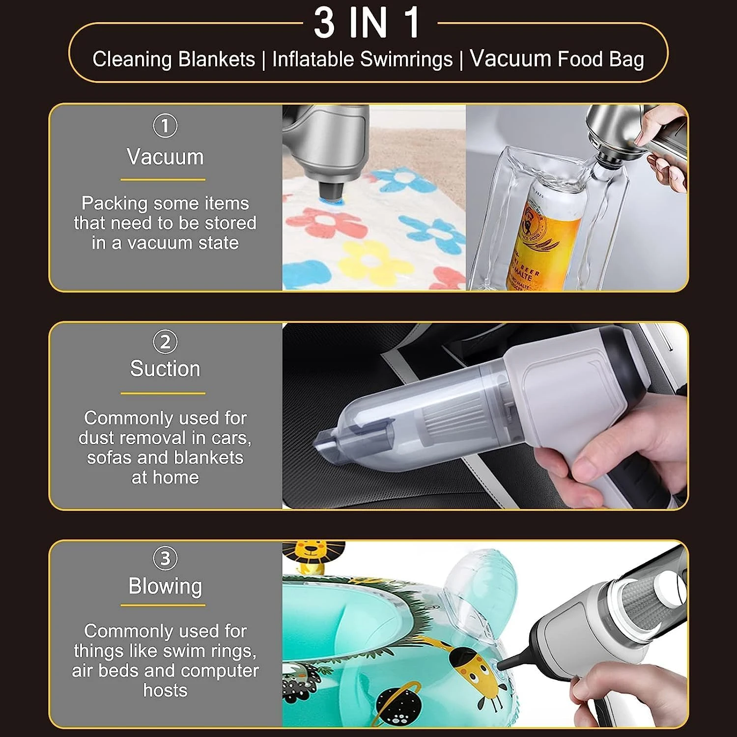 Cordless Handheld Vacuum Cleaner,3 In 1 Convenient Vacuum Cleaner, Small Car Vacuum Cleaner,9000PA Strong Suction,60 Minutes Battery Life,wet And Dry,suitable For Car,home, Office,pet Hair Cleaning 7 Cordless Handheld Vacuum Cleaner,3 In 1 Convenient Vacuum Cleaner, Small Car Vacuum Cleaner,9000PA Strong Suction,60 Minutes Battery Life,wet And Dry,suitable For Car,home, Office,pet Hair Cleaning - Image 5