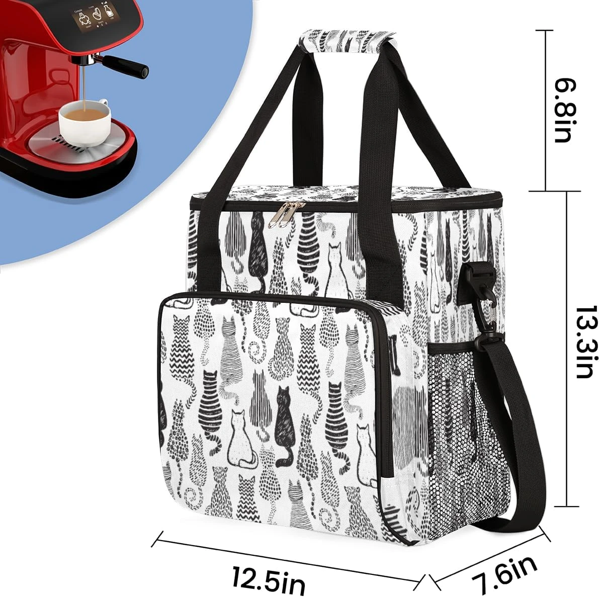 Cfpolar Coffee Maker Carrying Bag Cute Cat Travel Coffee Machine Bag Carrying Organizer Case Portable Single Serve Coffee Brewer Tote Bag Storage Bag For Camping Picnic 5 Cfpolar Coffee Maker Carrying Bag Cute Cat Travel Coffee Machine Bag Carrying Organizer Case Portable Single Serve Coffee Brewer Tote Bag Storage Bag For Camping Picnic - Image 3