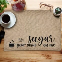 BEILE Waterproof Coffee Bar Mat - Pour Some Sugar On Me, Farmhouse Burlap Coffee Bar Placemat With Fabric Backing Coffee Maker, Coffee Station Accessories Decor Coffee Lovers Gift -Small Appliance Store 81 tt6OL57L. AC SL1500