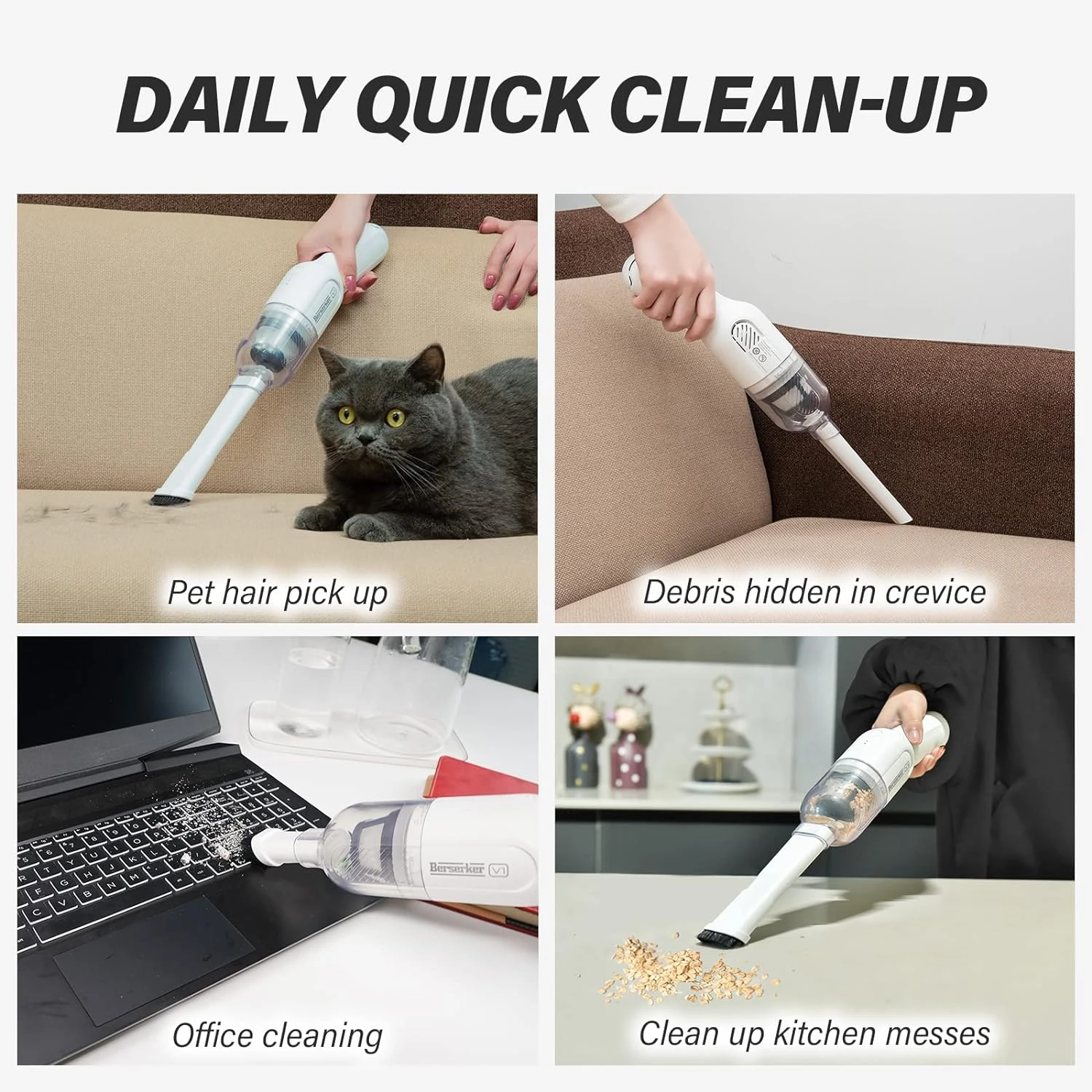 Berserker Handheld Vacuum Cordless, Portable Mini Car Hand Vacuum Cleaner Dust Buster With 5000Pa Suction For Home Office Pet Hair Furniture Cleaning, Small Lightweight And USB Rechargeable 8 Berserker Handheld Vacuum Cordless, Portable Mini Car Hand Vacuum Cleaner Dust Buster With 5000Pa Suction For Home Office Pet Hair Furniture Cleaning, Small Lightweight And USB Rechargeable - Image 6