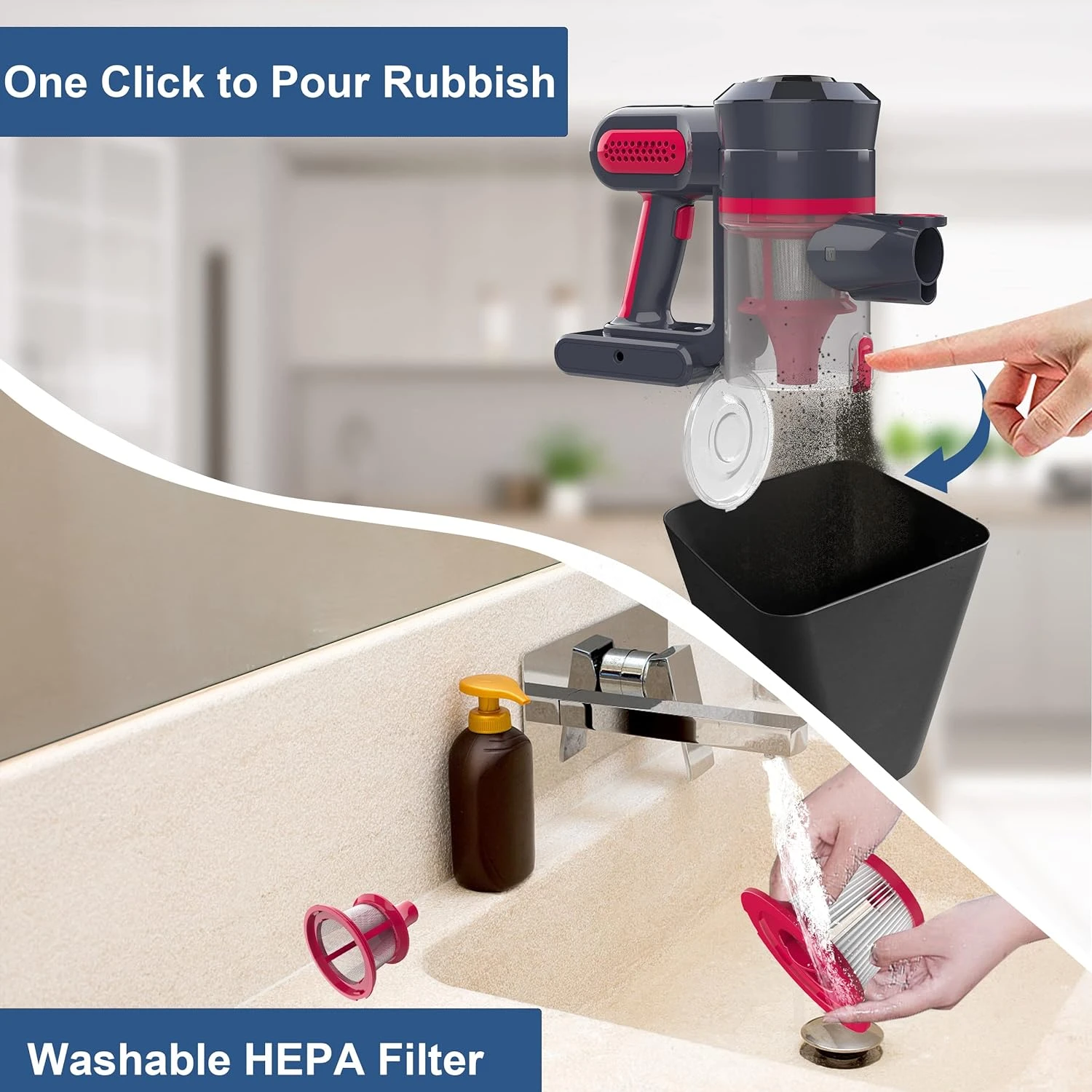 Foppapedretti Cordless Vacuum Cleaner, Cordless Vacuum With 25Kpa Super Suction, 210W Brushless Motor, Up To 35 Mins Runtime Lightweight Handheld Vacuum Cleaner For Hardwood Floor Carpet Pet Hair 7 Foppapedretti Cordless Vacuum Cleaner, Cordless Vacuum With 25Kpa Super Suction, 210W Brushless Motor, Up To 35 Mins Runtime Lightweight Handheld Vacuum Cleaner For Hardwood Floor Carpet Pet Hair - Image 5