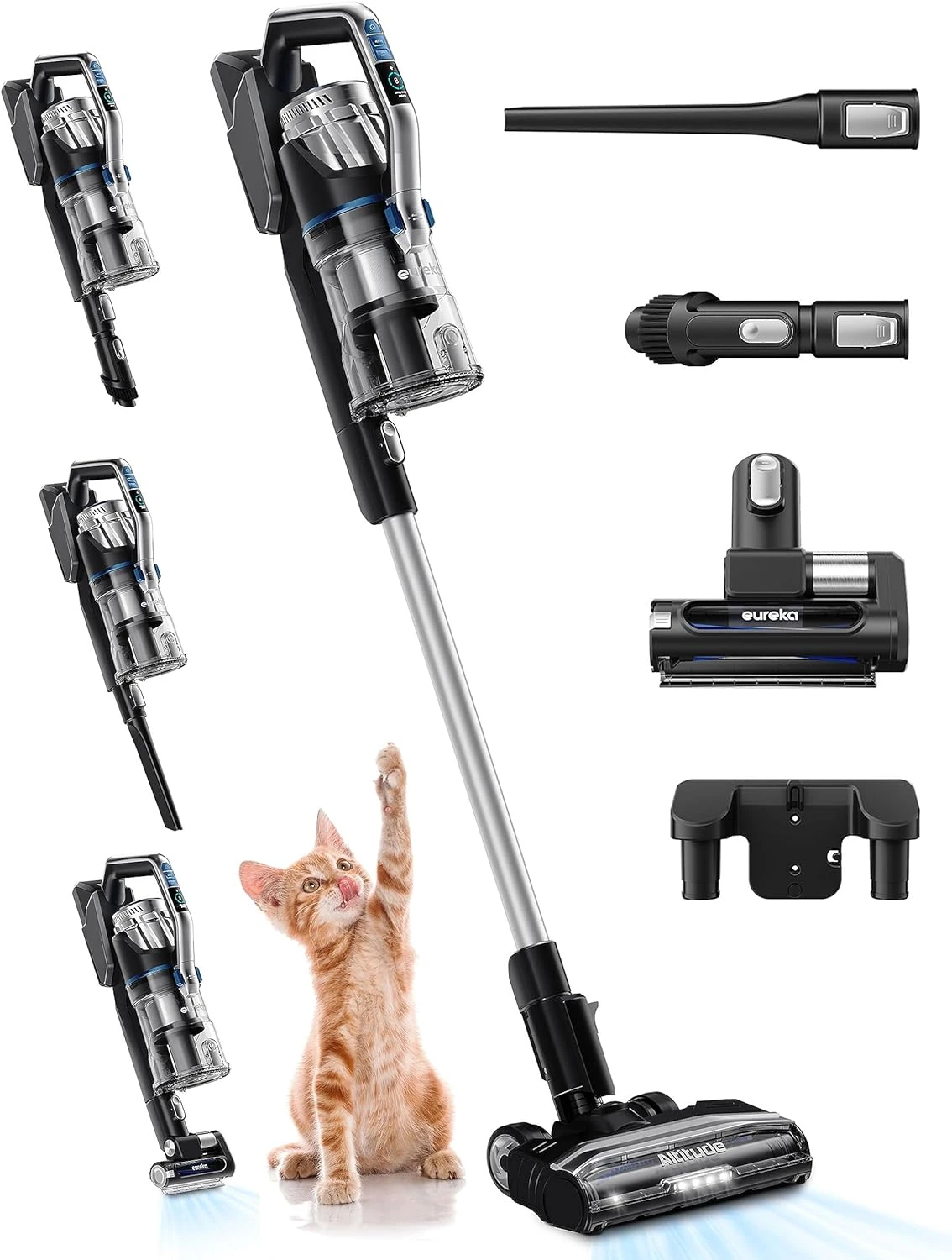 Eureka Cordless Vacuum Cleaner, Ideal For Pet Family, 5 In 1 Stick Vacuum For Home Pet Hair Carpet Hardfloor, 450W Powerful Suction, Air Filter System, LED Headlights, 60 Mins Runtime 3 Eureka Cordless Vacuum Cleaner, Ideal For Pet Family, 5 In 1 Stick Vacuum For Home Pet Hair Carpet Hardfloor, 450W Powerful Suction, Air Filter System, LED Headlights, 60 Mins Runtime