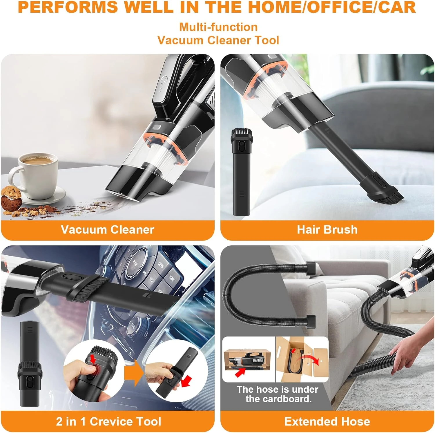 Wapasoo Handheld Vacuum Car Vacuum - 2 Speed Mini Vacuum Hand Vacuum, 10000Pa Pet Hair Vacuum Cleaner, Lightweight And Rechargeable Car Vacuum Hand Held Vacuum Cordless For Car Home Office-Black 7 Wapasoo Handheld Vacuum Car Vacuum - 2 Speed Mini Vacuum Hand Vacuum, 10000Pa Pet Hair Vacuum Cleaner, Lightweight And Rechargeable Car Vacuum Hand Held Vacuum Cordless For Car Home Office-Black - Image 5