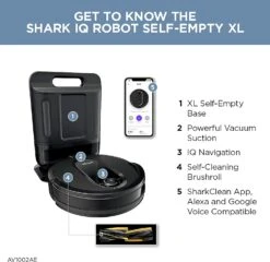 Shark IQ Robot Vacuum AV1002AE With XL Self-Empty Base, Self-Cleaning Brushroll, Advanced Navigation, Wi-Fi, Compatible With Alexa, 2nd Generation -Small Appliance Store 81A3LiKp4wL. AC SL1500