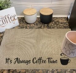 BEILE Funny Waterproof Coffee Bar Mat - It's Always Coffee Time, Farmhouse Burlap Coffee Bar Placemat With Fabric Backing Coffee Maker, Coffee Station Accessories Decor Coffee Lovers Gift -Small Appliance Store 81B93yzcEdL. AC SL1500 1
