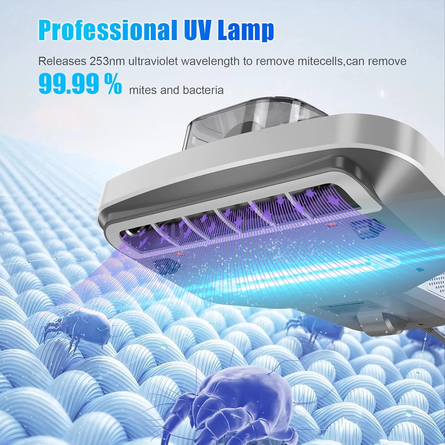 Kovshuiwe Mattress Vacuum Cleaner, UV Handheld Vacuum With 12Kpa Strong Suction And Low Noise, HEPA, Corded Bed Vacuum Cleaner, Cleaning Of Mattresses, Sofas, Pet Hair, Carpets, White 4 Kovshuiwe Mattress Vacuum Cleaner, UV Handheld Vacuum With 12Kpa Strong Suction And Low Noise, HEPA, Corded Bed Vacuum Cleaner, Cleaning Of Mattresses, Sofas, Pet Hair, Carpets, White - Image 2