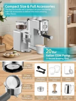 Gevi Espresso Machine & Coffee Maker - 20Bar Semi Automatic Espresso Machine With Grinder & Steam Wand – All In One Espresso Maker & Latte Machine For Home Dual Heating System -Small Appliance Store 81FD5RcpTDL. AC SL1500