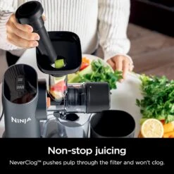 Ninja JC151 NeverClog Cold Press Juicer, Powerful Slow Juicer With Total Pulp Control, Countertop, Electric, 2 Pulp Functions, Dishwasher Safe, 2nd Generation, Charcoal -Small Appliance Store 81FlhVt1xfL. AC SL1500