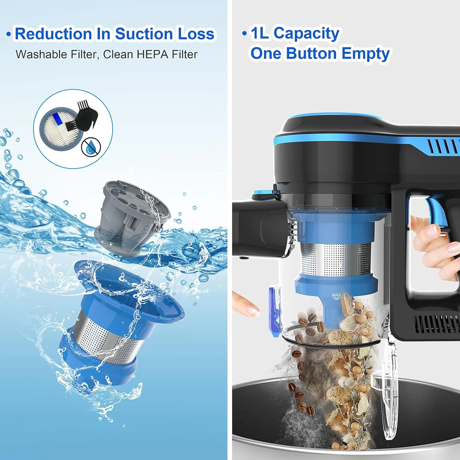 WnkimTech Cordless Vacuum Cleaner, Stick Vacuum With 3 Suction Mode For Hardwood Floor, Up To 40 Mins Rechargeable Battery, 6-in-1 Household Wireless Upright Lightweight Vacuum For Pet Hair Carpet 10 WnkimTech Cordless Vacuum Cleaner, Stick Vacuum With 3 Suction Mode For Hardwood Floor, Up To 40 Mins Rechargeable Battery, 6-in-1 Household Wireless Upright Lightweight Vacuum For Pet Hair Carpet - Image 8