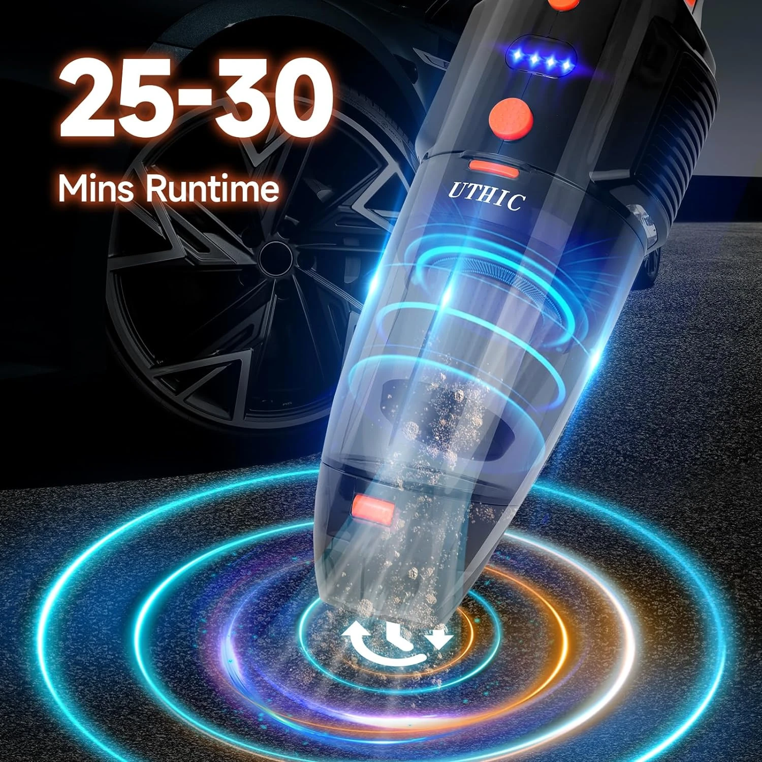 UTHIC Car Vacuum Cordless Rechargeable With 2 Filters,Cordless Vacuum Cleaner With 9000Pa Strong Suction,Mini Portable Hand Vacuum Cordless With Large-Capacity Battery,30min Runtime&Double LED Light 6 UTHIC Car Vacuum Cordless Rechargeable With 2 Filters,Cordless Vacuum Cleaner With 9000Pa Strong Suction,Mini Portable Hand Vacuum Cordless With Large-Capacity Battery,30min Runtime&Double LED Light - Image 4