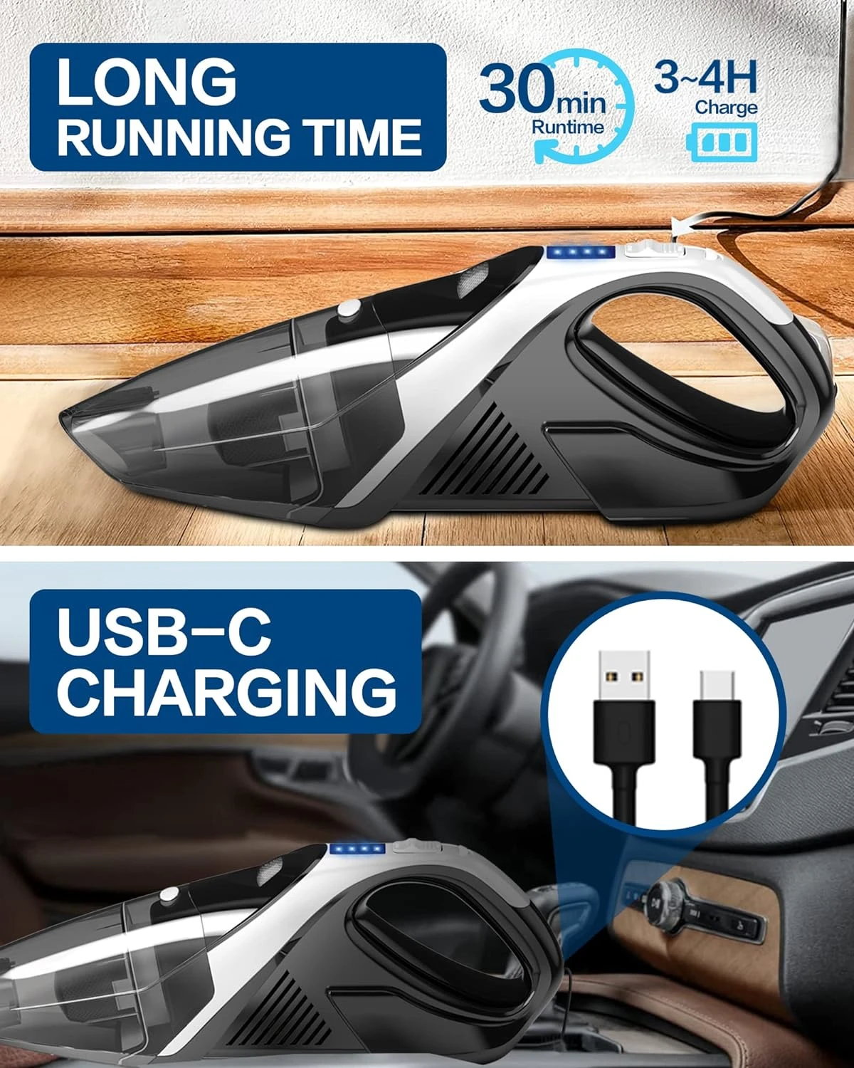 Hihhy Handheld-Vacuum Car-Vacuum Cordless-Cleaner Rechargeable - 9000Pa Powerful Portable Mini Hand Vac With LED Light, Lightweight Hand Held For Home And Car 10 Hihhy Handheld-Vacuum Car-Vacuum Cordless-Cleaner Rechargeable - 9000Pa Powerful Portable Mini Hand Vac With LED Light, Lightweight Hand Held For Home And Car - Image 8