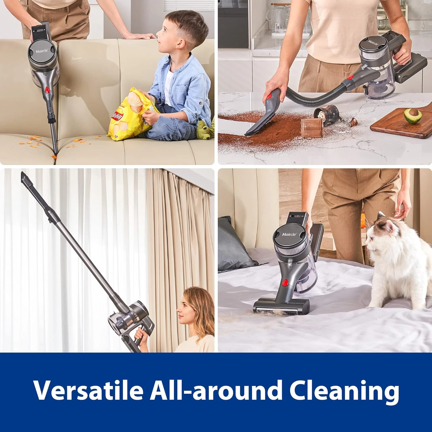 Maircle S3 Mate Cordless Stick Vacuum Cleaner/w 210AW Fade-Free Suction, XL Dust Cup, Anti-Tangle, Lightweight Handheld Vac For Hard Floor, Carpet, Pet Hair, W LED Headlights, Charging Dock 7 Maircle S3 Mate Cordless Stick Vacuum Cleaner/w 210AW Fade-Free Suction, XL Dust Cup, Anti-Tangle, Lightweight Handheld Vac For Hard Floor, Carpet, Pet Hair, W LED Headlights, Charging Dock - Image 5