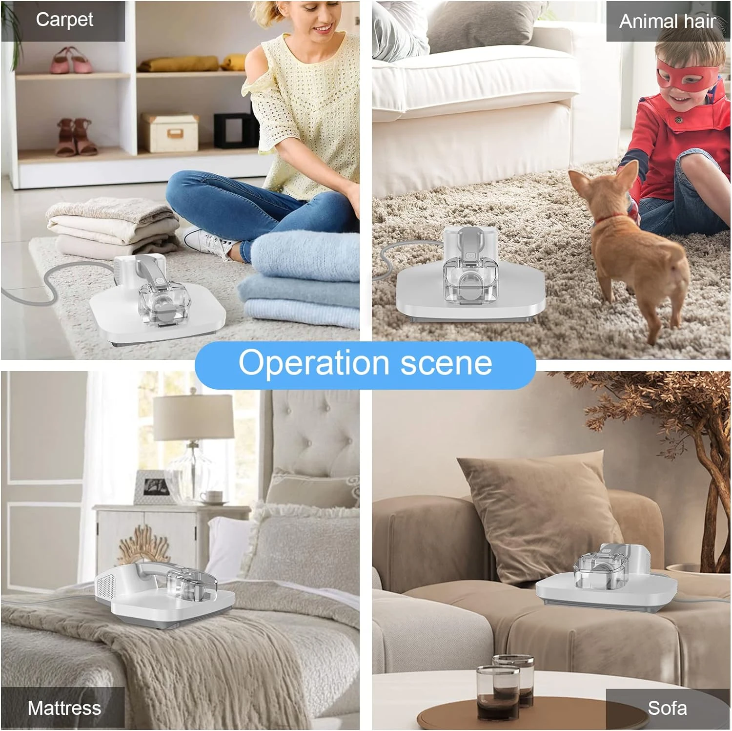 Kovshuiwe Mattress Vacuum Cleaner, UV Handheld Vacuum With 12Kpa Strong Suction And Low Noise, HEPA, Corded Bed Vacuum Cleaner, Cleaning Of Mattresses, Sofas, Pet Hair, Carpets, White 8 Kovshuiwe Mattress Vacuum Cleaner, UV Handheld Vacuum With 12Kpa Strong Suction And Low Noise, HEPA, Corded Bed Vacuum Cleaner, Cleaning Of Mattresses, Sofas, Pet Hair, Carpets, White - Image 6