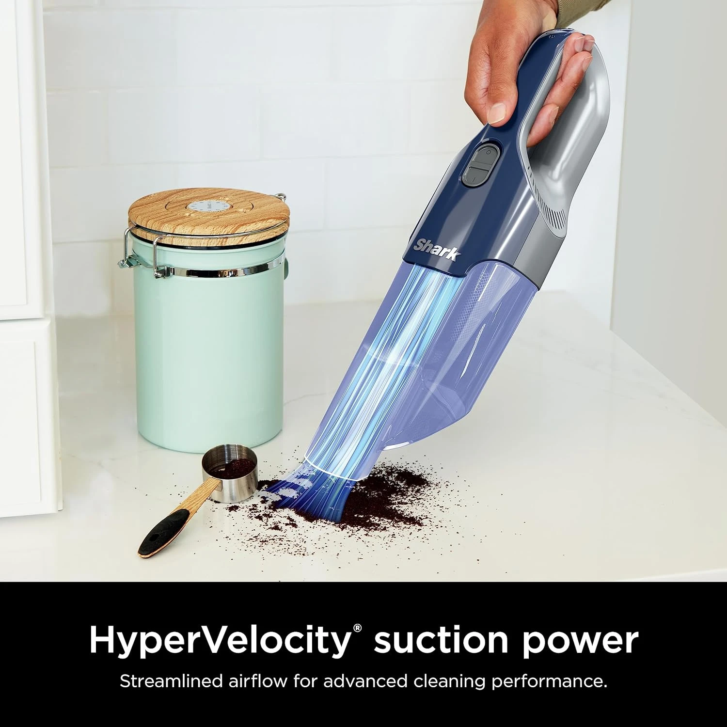 Shark CH701 Cyclone PET Handheld Vacuum With PetExtract Hair, 8" Crevice Tool, HyperVelocity Suction, Navy Blue/Grey 4 Shark CH701 Cyclone PET Handheld Vacuum With PetExtract Hair, 8" Crevice Tool, HyperVelocity Suction, Navy Blue/Grey - Image 2