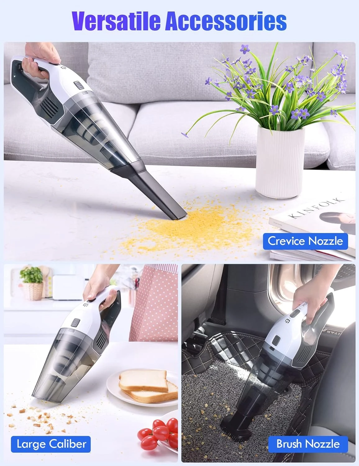 Handheld Vacuum 8000Pa, Wall-Mounted Rechargeable Powerful Hand-held Cordless Vacuum Cleaner With 30min Runtime, 3H Quick Charge Multipurpose Lightweight Hand Vacuum For Dust Carpet Stair Pet Hair 8 Handheld Vacuum 8000Pa, Wall-Mounted Rechargeable Powerful Hand-held Cordless Vacuum Cleaner With 30min Runtime, 3H Quick Charge Multipurpose Lightweight Hand Vacuum For Dust Carpet Stair Pet Hair - Image 6