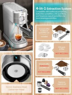 Gevi Espresso Machine & Coffee Maker - 20Bar Semi Automatic Espresso Machine With Grinder & Steam Wand – All In One Espresso Maker & Latte Machine For Home Dual Heating System -Small Appliance Store 81iVyeHf8oL. AC SL1500