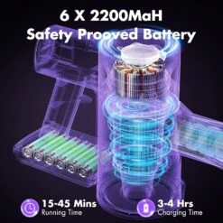 Cordless Vacuum Cleaner, 85AW Brushless Motor Deep Cleaner For Household Hard Floor & Carpet, 25Kpa Powerful Cleaner W/ 6-Cell 2200mAh Safety Proof Battery, Lightweight Pet Hair Vacuum (Purple) -Small Appliance Store 81klva3XoAL. AC SL1500