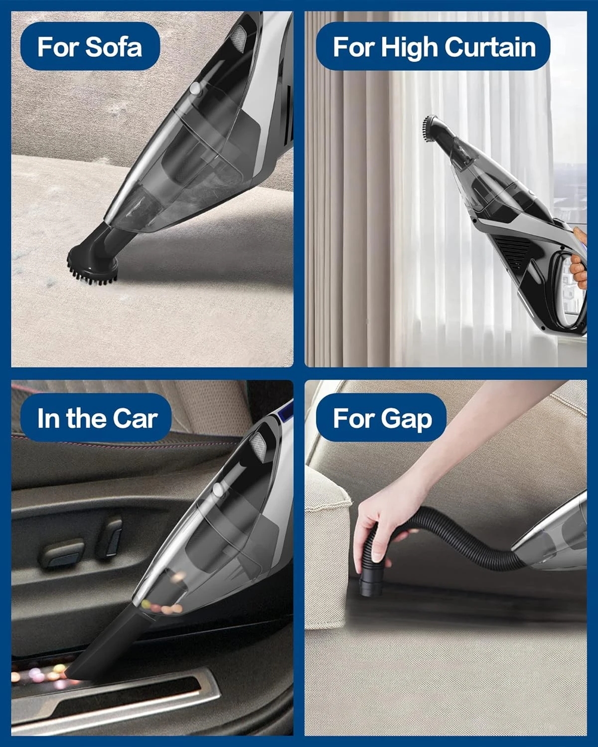 Hihhy Handheld-Vacuum Car-Vacuum Cordless-Cleaner Rechargeable - 9000Pa Powerful Portable Mini Hand Vac With LED Light, Lightweight Hand Held For Home And Car 7 Hihhy Handheld-Vacuum Car-Vacuum Cordless-Cleaner Rechargeable - 9000Pa Powerful Portable Mini Hand Vac With LED Light, Lightweight Hand Held For Home And Car - Image 5