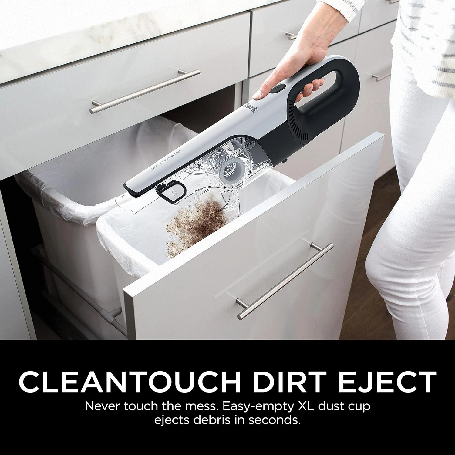 Shark CH963AMZ 2-in-1 Cordless & Handheld Vacuum Ultracyclone System, Ultra-Lightweight And Portable For Car And Home, Washable Filter, XL Dust Cup, Crevice Tool & Scrubbing Brush, White 7 Shark CH963AMZ 2-in-1 Cordless & Handheld Vacuum Ultracyclone System, Ultra-Lightweight And Portable For Car And Home, Washable Filter, XL Dust Cup, Crevice Tool & Scrubbing Brush, White - Image 5