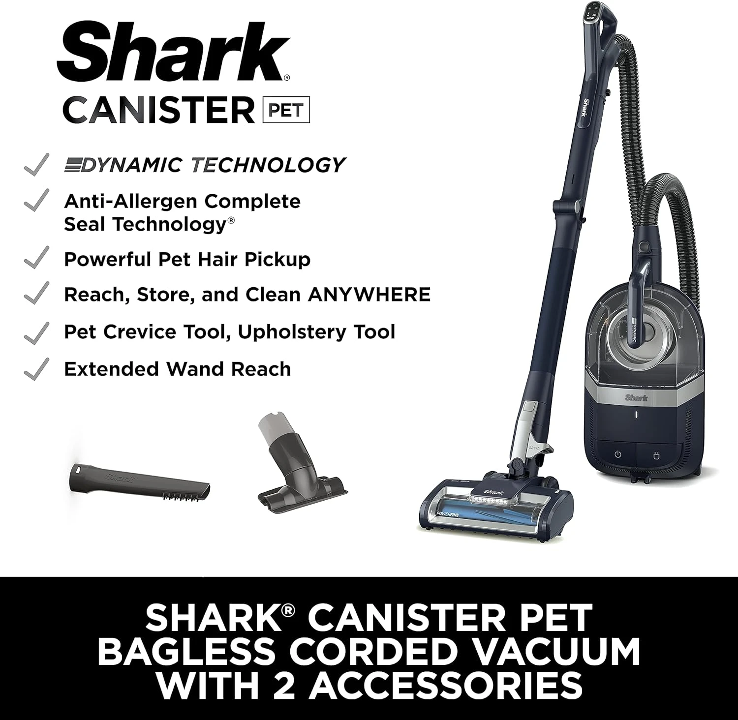 Shark CZ351 Pet Canister Vacuum, Bagless, Corded With Self-Cleaning Brushroll & PowerFins, Navy & Silver 13 Shark CZ351 Pet Canister Vacuum, Bagless, Corded With Self-Cleaning Brushroll & PowerFins, Navy & Silver - Image 11