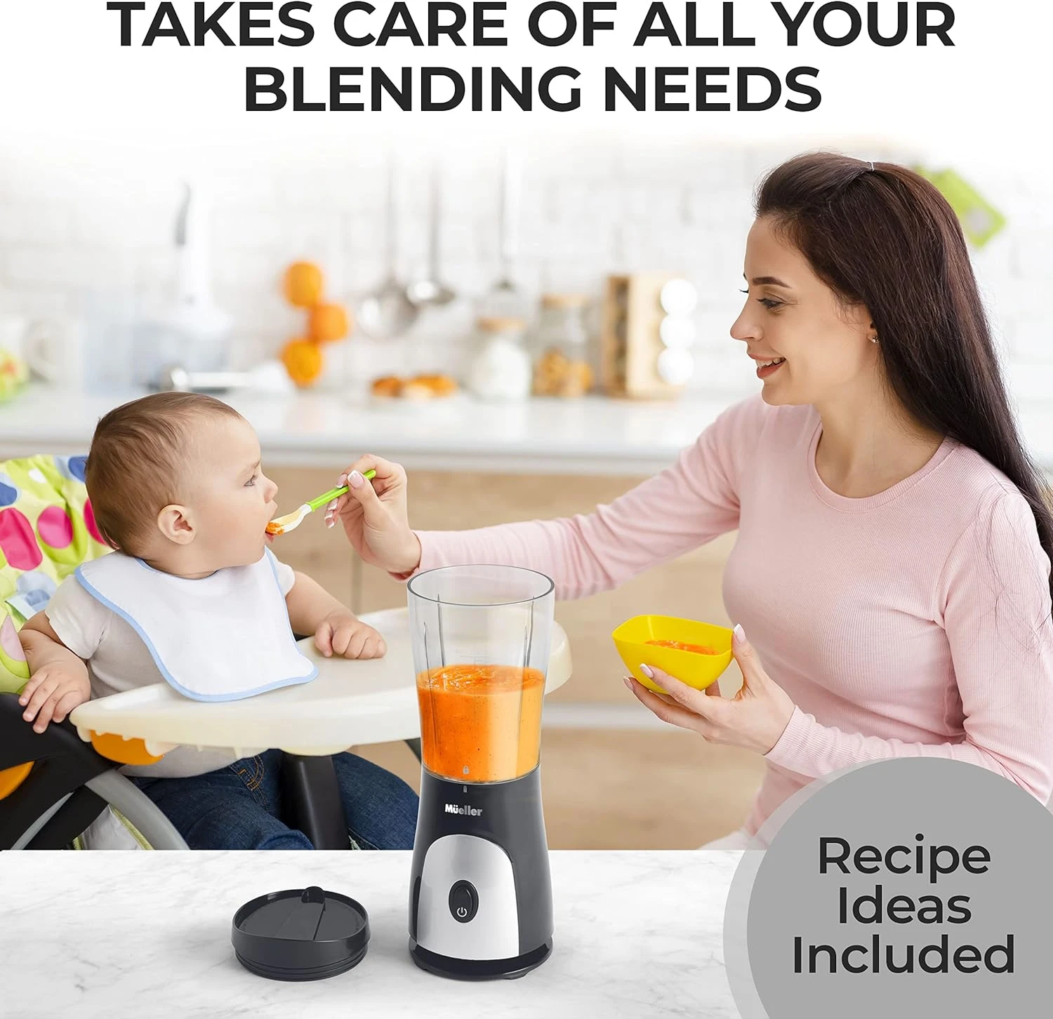 Mueller Personal Blender For Shakes And Smoothies With 15 Oz Travel Cup And Lid, Juices, Baby Food, Heavy-Duty Portable Blender & Food Processor, Grey 9 Mueller Personal Blender For Shakes And Smoothies With 15 Oz Travel Cup And Lid, Juices, Baby Food, Heavy-Duty Portable Blender & Food Processor, Grey - Image 7