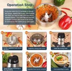 Food Processors Electric, Meat Grinder 2L Stainless Steel Meat Blender Food Chopper For Meat, Onion, Vegetables With 2pcs Bi-Level Blades, 2 Speed, 500W, 8 Cup (Meat Grinder With Single Bowl) -Small Appliance Store 81sTem X3OL. AC SL1500