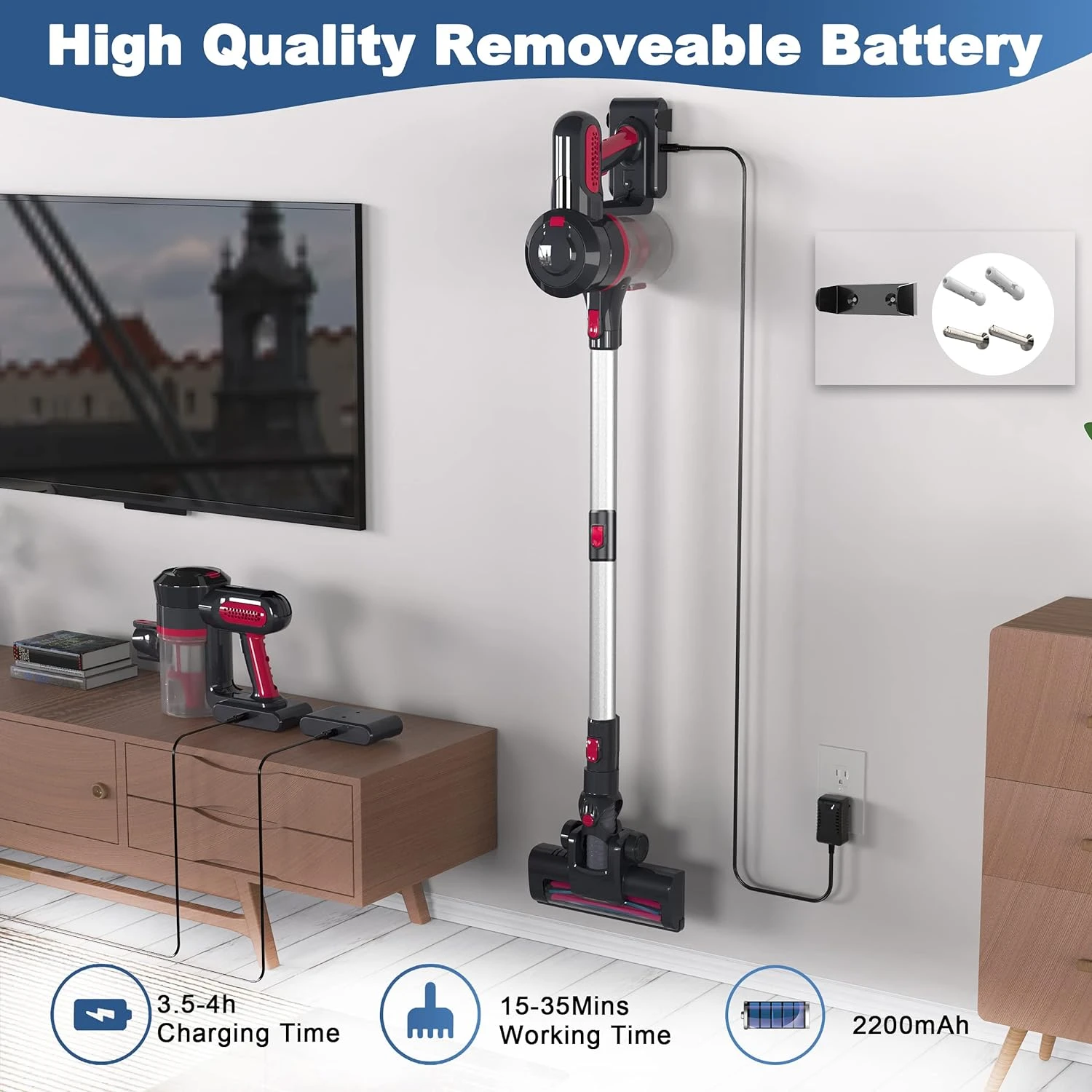 Foppapedretti Cordless Vacuum Cleaner, Cordless Vacuum With 25Kpa Super Suction, 210W Brushless Motor, Up To 35 Mins Runtime Lightweight Handheld Vacuum Cleaner For Hardwood Floor Carpet Pet Hair 5 Foppapedretti Cordless Vacuum Cleaner, Cordless Vacuum With 25Kpa Super Suction, 210W Brushless Motor, Up To 35 Mins Runtime Lightweight Handheld Vacuum Cleaner For Hardwood Floor Carpet Pet Hair - Image 3