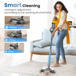 INSE Cordless Vacuum Cleaner, 400W Stick Vacuum With 30Kpa Powerful Suction, 55min Runtime, Smart Induction Auto-Adjustment, Rechargeable Vacuum Cleaners For Home Carpet Floor Pet Hair, LED Display-S9 -Small Appliance Store 81tcsIKOjLL. AC SL1500