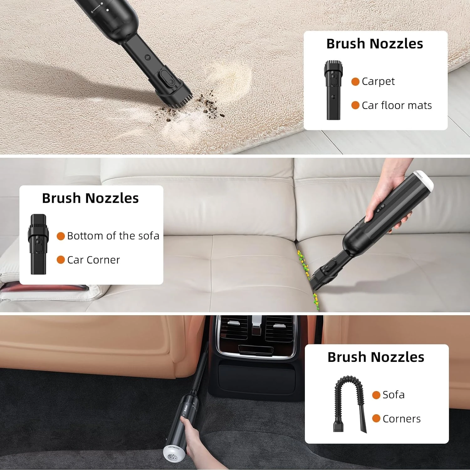 RUBOT Hand Held Vacuum Cordless Rechargeable, Car Mini Vacuum Cleaner High Power, Portable Vacuum Cleaners For Car,Home,Outdoor,Air Blower-P15(Black) 5 RUBOT Hand Held Vacuum Cordless Rechargeable, Car Mini Vacuum Cleaner High Power, Portable Vacuum Cleaners For Car,Home,Outdoor,Air Blower-P15(Black) - Image 3