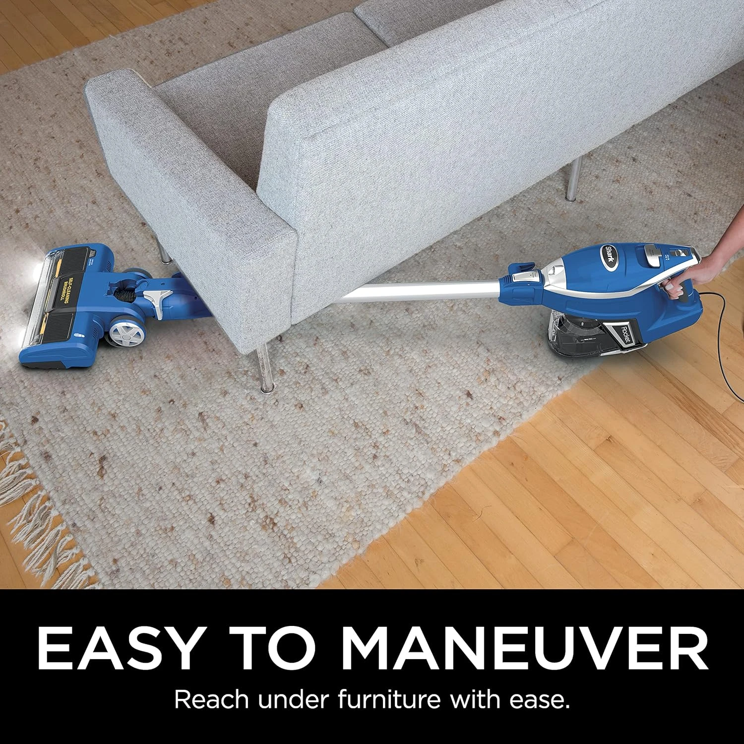 Shark HV343AMZ Rocket Corded Stick Vacuum With Self-Cleaning Brushroll, Lightweight & Maneuverable, Perfect For Pet Hair Pickup, Converts To A Hand Vacuum, With Crevice & Upholstery Tools, Blue/Silver 8 Shark HV343AMZ Rocket Corded Stick Vacuum With Self-Cleaning Brushroll, Lightweight & Maneuverable, Perfect For Pet Hair Pickup, Converts To A Hand Vacuum, With Crevice & Upholstery Tools, Blue/Silver - Image 6